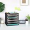 5 Slot Desk Organizer Tray, Mesh File Paper Letter Tray Desktop Paper Sorter Literature Organizer Rack for Home, Office, or School, Black